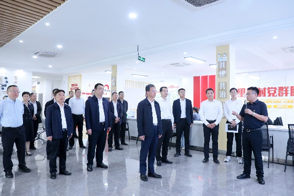 10月16日，市委常委、区委书记、领导协调机制主任张建华在先锋街道十六里墩村观摩党建引领基层治理相关特色做法。宋协培摄.jpg